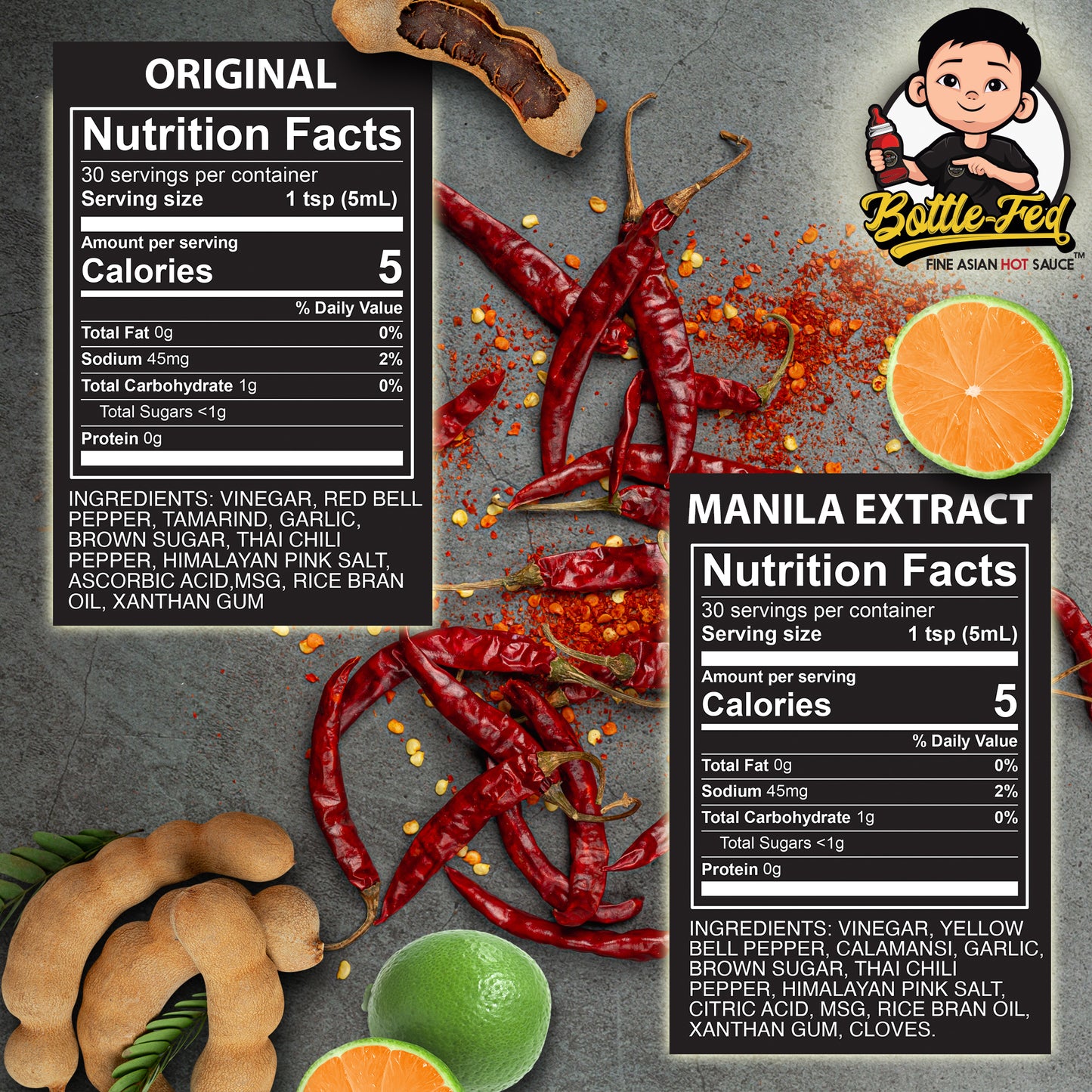 2-pack: Original and Manila Extract - Bottle-Fed Hot Sauce